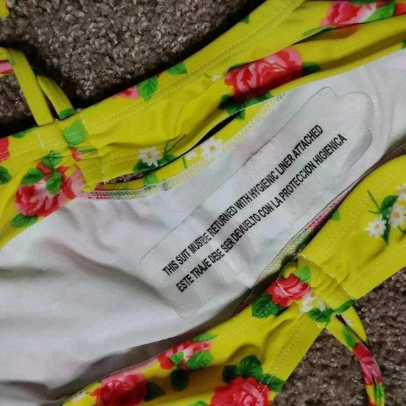 Xhilaration Floral Ruffle Yellow bikini NWT - Picture 5 of 8